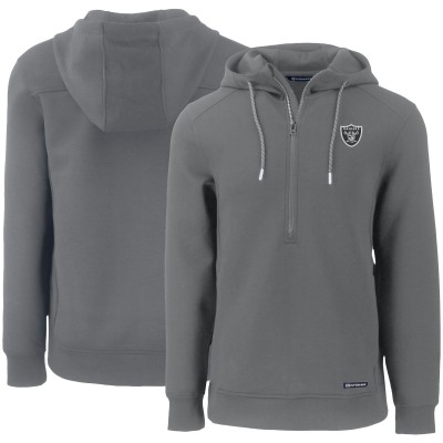 Las Vegas Raiders Cutter & Buck Gray Primary Mark Roam Eco Recycled Half-Zip Pullover Hoodie