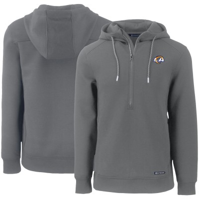 Los Angeles Rams Cutter & Buck Primary Mark Roam Eco Recycled Half-Zip Pullover Hoodie - Gray