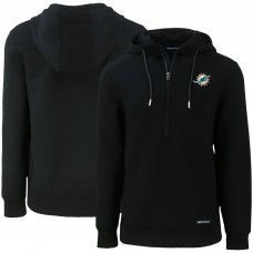 Miami Dolphins Cutter & Buck Black Primary Mark Roam Eco Recycled Half-Zip Pullover Hoodie