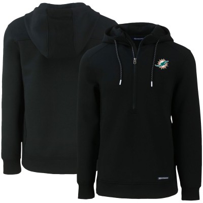 Miami Dolphins Cutter & Buck Black Primary Mark Roam Eco Recycled Half-Zip Pullover Hoodie