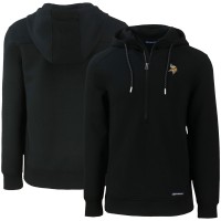 Minnesota Vikings Cutter & Buck Black Primary Mark Roam Eco Recycled Half-Zip Pullover Hoodie