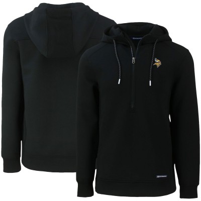Minnesota Vikings Cutter & Buck Black Primary Mark Roam Eco Recycled Half-Zip Pullover Hoodie