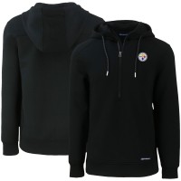 Pittsburgh Steelers Cutter & Buck Black Primary Mark Roam Eco Recycled Half-Zip Pullover Hoodie
