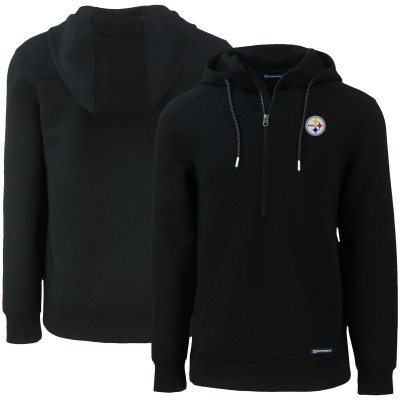 Pittsburgh Steelers Cutter & Buck Black Primary Mark Roam Eco Recycled Half-Zip Pullover Hoodie