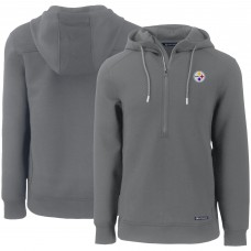 Pittsburgh Steelers Cutter & Buck Gray Primary Mark Roam Eco Recycled Half-Zip Pullover Hoodie