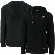 San Francisco 49ers Cutter & Buck Black Primary Mark Roam Eco Recycled Half-Zip Pullover Hoodie