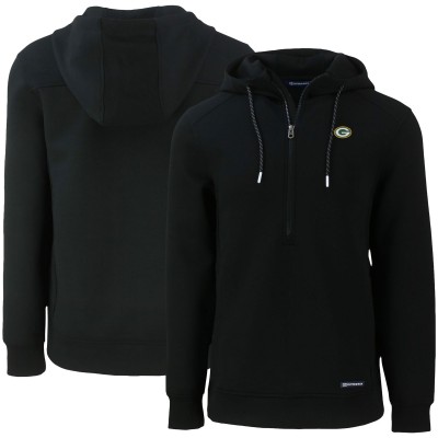 Толстовка Green Bay Packers Cutter & Buck Black Primary Mark Roam Eco Recycled Half-Zip