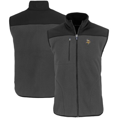 Minnesota Vikings Cutter & Buck Gray Primary Mark Cascade Eco Sherpa Fleece Full-Zip Vest