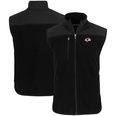 Los Angeles Rams Cutter & Buck Primary Mark Cascade Eco Sherpa Fleece Full-Zip Vest - Black