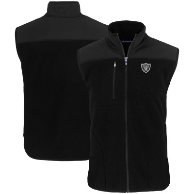 Las Vegas Raiders Cutter & Buck Black Primary Mark Cascade Eco Sherpa Fleece Full-Zip Vest