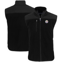 Pittsburgh Steelers Cutter & Buck Black Primary Mark Cascade Eco Sherpa Fleece Full-Zip Vest