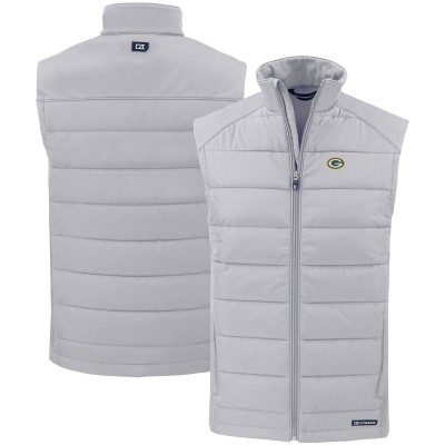 Green Bay Packers Cutter & Buck Gray Primary Mark Evoke PrimaLoft Hybrid Eco Softshell Recycled Full-Zip Vest