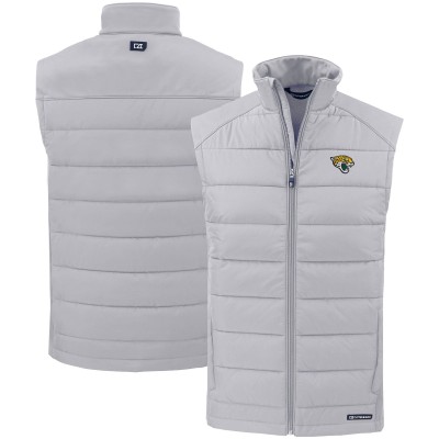 Jacksonville Jaguars Cutter & Buck Gray Primary Mark Evoke PrimaLoft Hybrid Eco Softshell Recycled Full-Zip Vest