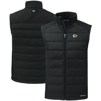 Kansas City Chiefs Cutter & Buck Black Primary Mark Evoke PrimaLoft Hybrid Eco Softshell Recycled Full-Zip Vest