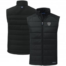 Las Vegas Raiders Cutter & Buck Black Primary Mark Evoke PrimaLoft Hybrid Eco Softshell Recycled Full-Zip Vest