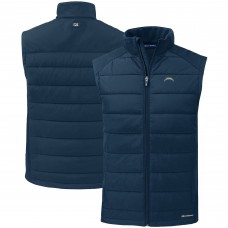 Los Angeles Chargers Cutter & Buck Navy Primary Mark Evoke PrimaLoft Hybrid Eco Softshell Recycled Full-Zip Vest