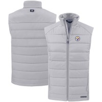 Pittsburgh Steelers Cutter & Buck Gray Primary Mark Evoke PrimaLoft Hybrid Eco Softshell Recycled Full-Zip Vest