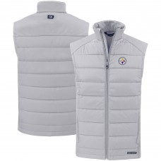 Pittsburgh Steelers Cutter & Buck Gray Primary Mark Evoke PrimaLoft Hybrid Eco Softshell Recycled Full-Zip Vest