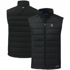 Minnesota Vikings Cutter & Buck Black Primary Mark Evoke PrimaLoft Hybrid Eco Softshell Recycled Full-Zip Vest