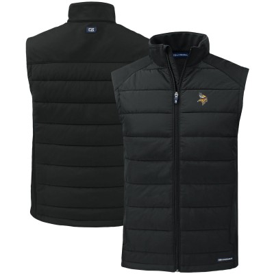 Minnesota Vikings Cutter & Buck Black Primary Mark Evoke PrimaLoft Hybrid Eco Softshell Recycled Full-Zip Vest
