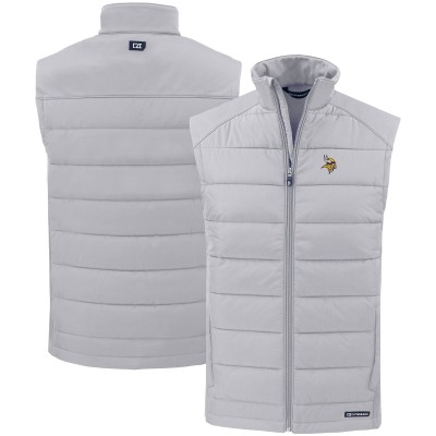 Minnesota Vikings Cutter & Buck Gray Primary Mark Evoke PrimaLoft Hybrid Eco Softshell Recycled Full-Zip Vest