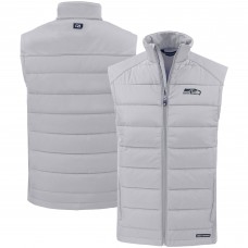 Seattle Seahawks Cutter & Buck Gray Primary Mark Evoke PrimaLoft Hybrid Eco Softshell Recycled Full-Zip Vest