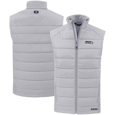 Seattle Seahawks Cutter & Buck Gray Primary Mark Evoke PrimaLoft Hybrid Eco Softshell Recycled Full-Zip Vest