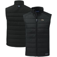Baltimore Ravens Cutter & Buck Black Primary Mark Evoke PrimaLoft Hybrid Eco Softshell Recycled Full-Zip Vest