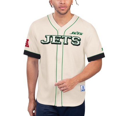 Рубашка с коротким рукавом New York Jets Starter Relay Vintage Baseball - Cream