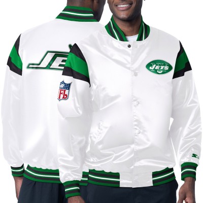 Куртка на кнопках New York Jets Starter Vintage Satin - White/Green