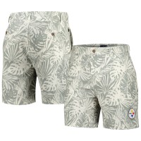 Шорты Pittsburgh Steelers Margaritaville Gray Sandwashed Monstera Print Amphib
