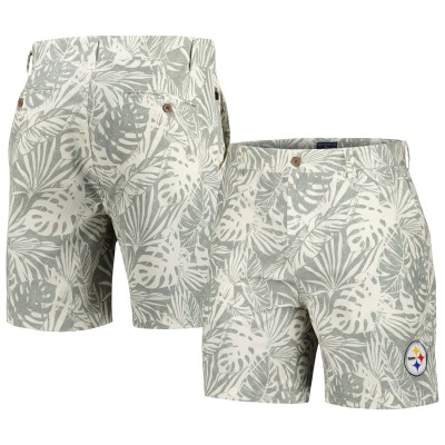 Шорты Pittsburgh Steelers Margaritaville Gray Sandwashed Monstera Print Amphib