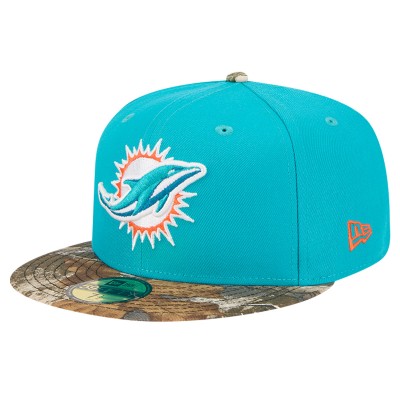Бейсболка Miami Dolphins New Era Aqua Active Two-Tone Camo 59FIFTY Fitted