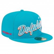 Бейсболка Miami Dolphins New Era Aqua Script Sided 59FIFTY Fitted