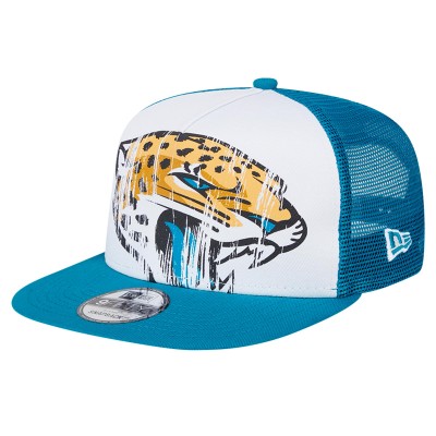 Бейсболка Jacksonville Jaguars New Era White/Teal Distressed 9FIFTY A-Frame Snapback