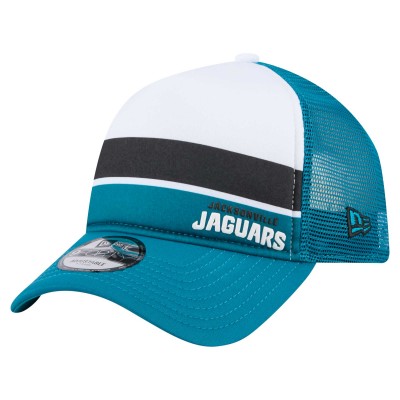 Бейсболка Jacksonville Jaguars New Era White/Teal Color-Block 9FORTY A-Frame Trucker