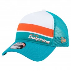 Бейсболка Miami Dolphins New Era White/Aqua Color-Block 9FORTY A-Frame