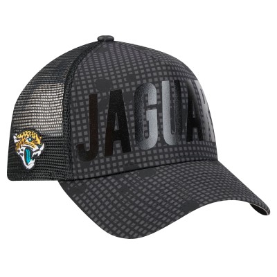 Бейсболка Jacksonville Jaguars New Era Black Midnight Ink Tonal Text A-Frame Trucker 9FORTY