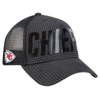 Kansas City Chiefs New Era  Midnight Ink Tonal Text A-Frame Trucker 9FORTY Adjustable Hat - Black