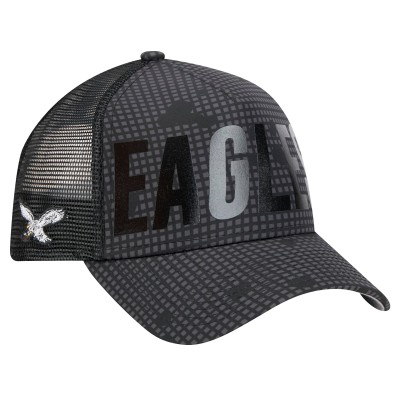 Бейсболка Philadelphia Eagles New Era Throwback Midnight Ink Tonal Text A-Frame Trucker 9FORTY - Black