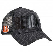 Бейсболка Cincinnati Bengals New Era Black Midnight Ink Tonal Text A-Frame Trucker 9FORTY