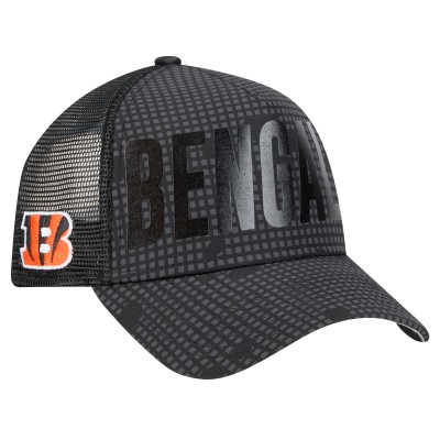 Бейсболка Cincinnati Bengals New Era Black Midnight Ink Tonal Text A-Frame Trucker 9FORTY
