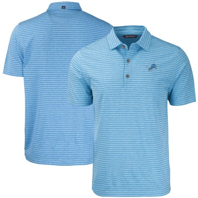 Detroit Lions Cutter & Buck Heather Blue Forge Eco Heathered Stripe Stretch Recycled Polo