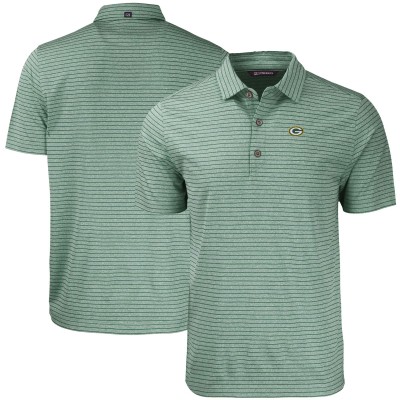 Green Bay Packers Cutter & Buck Heather Green Forge Eco Heathered Stripe Stretch Recycled Polo