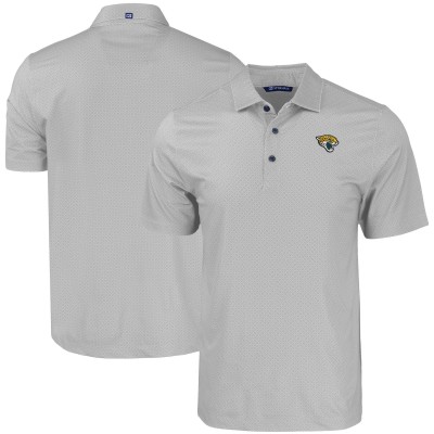 Jacksonville Jaguars Cutter & Buck Gray Pike Eco Tonal Geo Print Stretch Recycled Polo