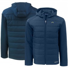 Los Angeles Chargers Cutter & Buck Navy Evoke PrimaLoft Hybrid Eco Softshell Recycled Full-Zip Hooded Jacket