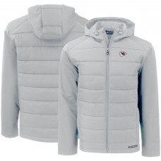 Kansas City Chiefs Cutter & Buck Gray Evoke PrimaLoft Hybrid Eco Softshell Recycled Full-Zip Hooded Jacket
