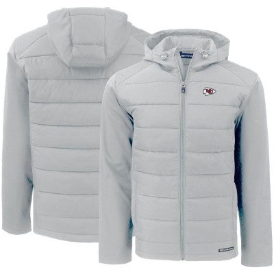 Kansas City Chiefs Cutter & Buck Gray Evoke PrimaLoft Hybrid Eco Softshell Recycled Full-Zip Hooded Jacket
