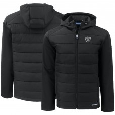Las Vegas Raiders Cutter & Buck Black Evoke PrimaLoft Hybrid Eco Softshell Recycled Full-Zip Hooded Jacket