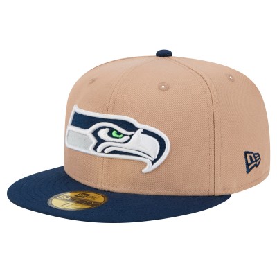 Бейсболка Seattle Seahawks New Era Tan Logo Main 59FIFTY